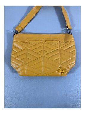 Lug Flare XL VL Crossbody Bag in Amber Yellow - Vegan Faux Leather, Quilted with
